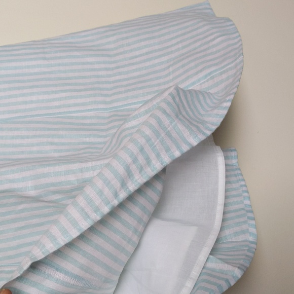 NEW Gap women's linen cotton blend aqua striped fit & flare dress size 0 - Picture 3 of 11